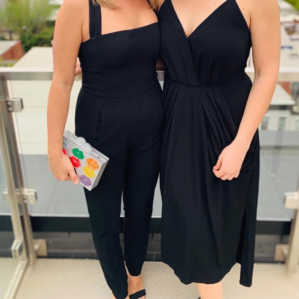 Black halo jumpsuit.